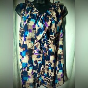 Banana Republic Blue and Purple Patterned Blouse